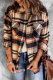 Brown Plaid Button Up Long Sleeve Flannel Jacket