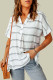 Striped Print Back Pleated Side Split Casual Blouse for Women