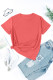 Red Casual Solid Color Crew Neck Tee