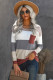 Grey & White Colorblock Casual Pockets Knit Sweater