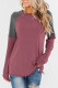 Two-Tone Color Block Patchwork Long Sleeve T-Shirt for Women