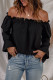 Black Frilled Off The Shoulder Casual Loose Blouse for Women