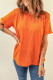 Orange Crewneck Rolled Up Short Sleeve Plain T-Shirt
