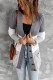 Color Block Button Up Closure Knitted Cardigan with Pocket