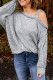 Gray Loose Fit Long Sleeve One Shoulder Top