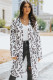 White Leopard Print Casual Long Cardigan