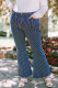 Dark Blue Casual High Waist Striped Flared Plus Size Jean For Women