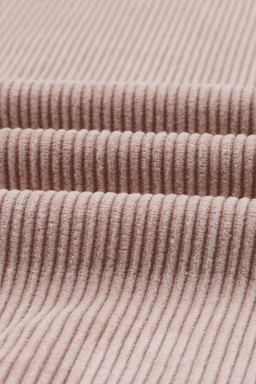 Pink Colorblock Raw Hem Hooded Corduroy Jacket