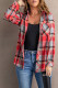 Red Collared Button Up Plaid Shirt for Women