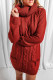 Red Cowl Neck Pocket Cable Knit Sweater Dress
