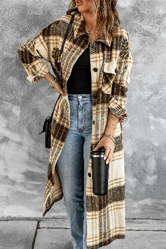 Plaid Button Up Coat