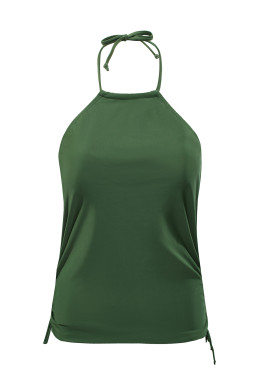 Green Camouflage Print Halter Backless Tankini Swimsuit