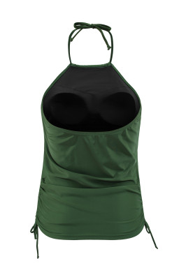 Green Camouflage Print Halter Backless Tankini Swimsuit