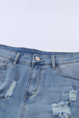 Light Blue Vintage Faded Distressed Jean Shorts