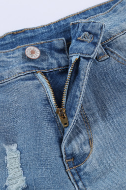 Light Blue Vintage Faded Distressed Jean Shorts