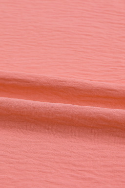 Pink Casual Shirred Cuffs Half Sleeve Blouse