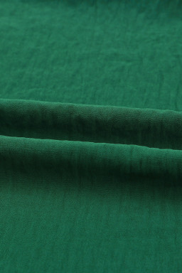 Green Casual Shirred Cuffs Half Sleeve Top