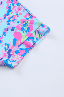 Abstract Tropical Plants Short Sleeve V Neck T-Shirt-detail image 2