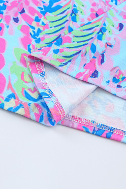 Abstract Tropical Plants Short Sleeve V Neck T-Shirt-detail image 3