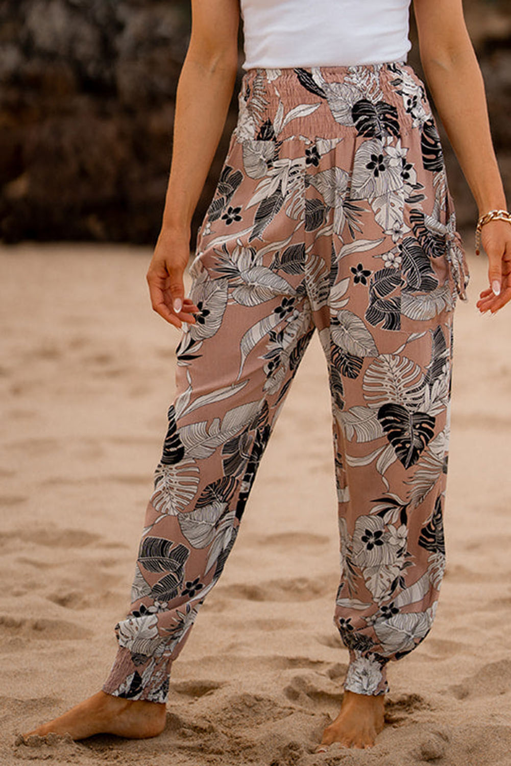 Blooming Spirit Geometric Ribbon Jogger Pants