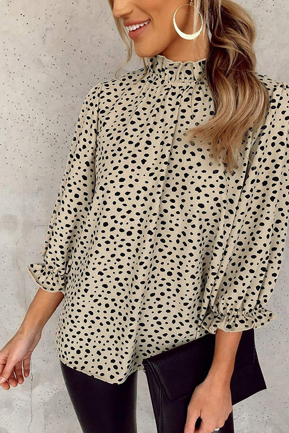 Leopard Frill Trim Strapless Blouse