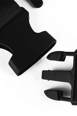 Black 20*5*14cm Leopard Print Buckle Canvas Waist Pack Belt Bag