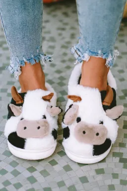 White Cartoon Animal Animal Plush Slippers | Shewin Wholesale