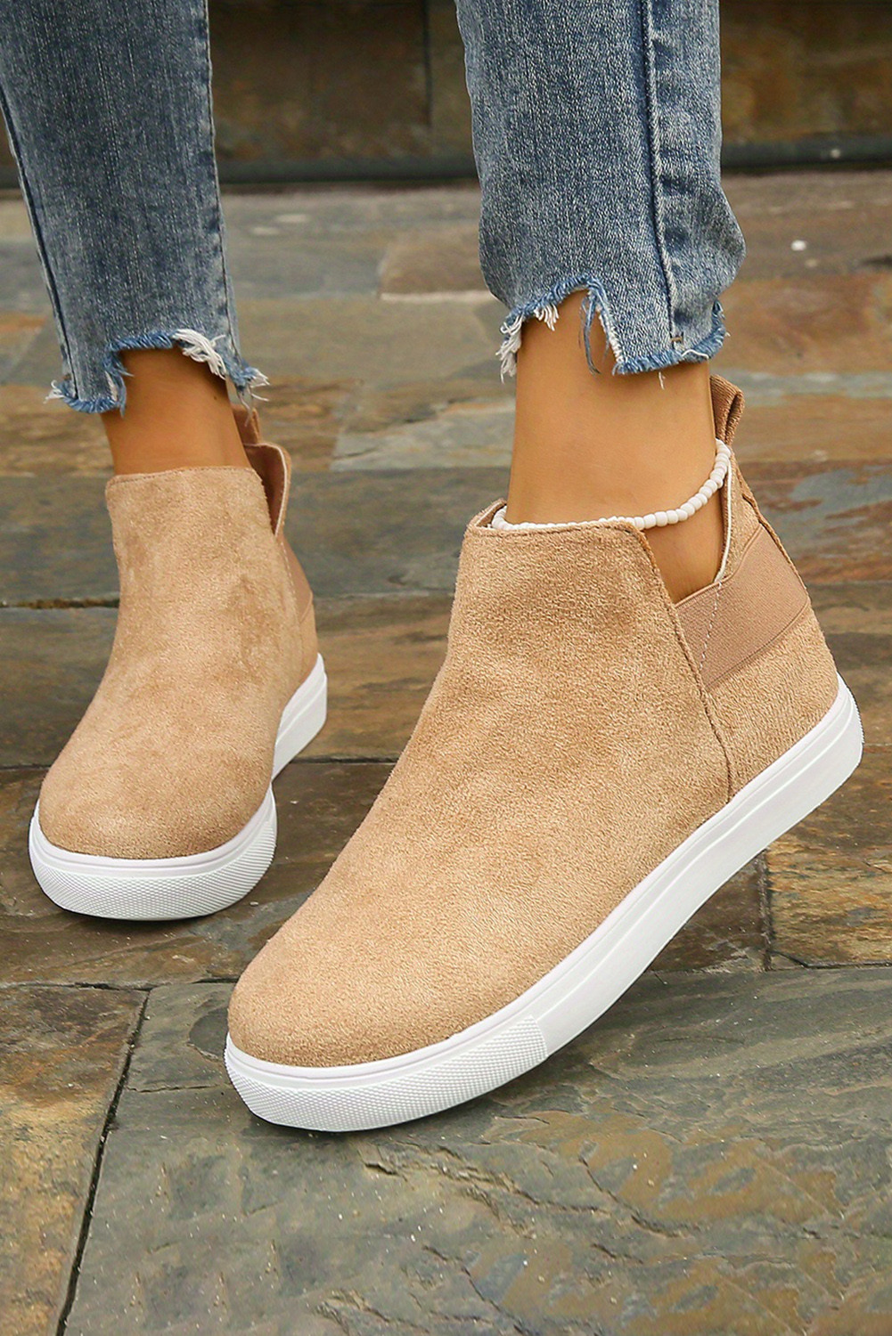 Camel High Top Slip-on Casual Boots