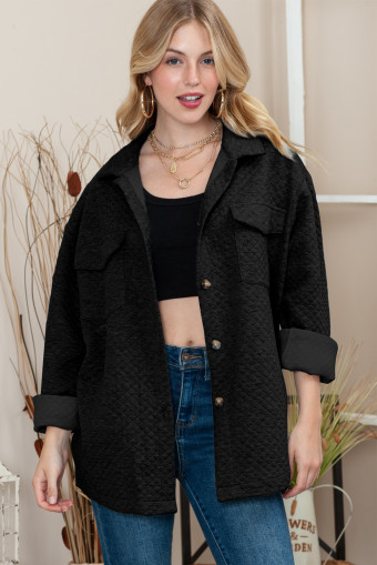 Botó de butxaca amb solapa retro de textura de gelosia negra