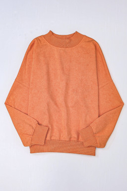 Orange Washed Drop Shoulder Crewneck Pullover Sweatshirt