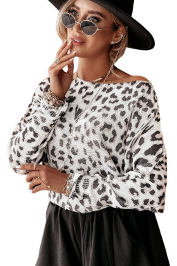 White Leopard Long Sleeve Crewneck Sweater