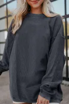 Dark Grey Drop Sleeve Ribbed Oversized Sweatshirt
