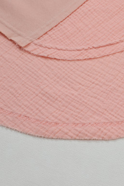 Orange Crinkled Patchwork Raw Hem Oversized Top