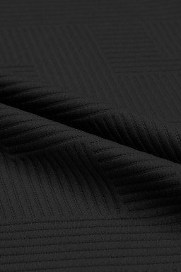 Black Textured Loose Fit T Shirt and Drawstring Pants Set