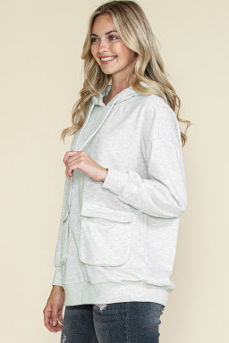 Apricot Double Flap Pocket Drawstring Hoodie