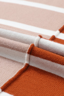 Brown Contrast Striped Print Dropped Shoulder Oversized Top