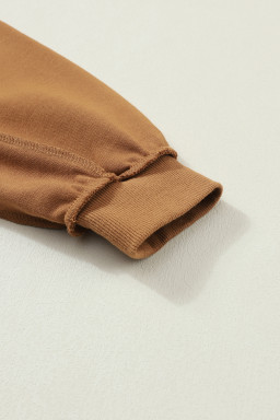 Chestnut Slouchy Drop Shoulder Henley Sweatshirt