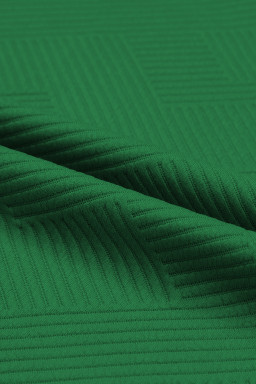 Dark Green Textured Loose Fit T Shirt and Drawstring Pants Set