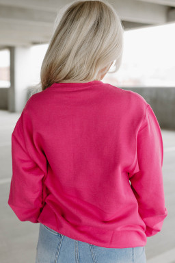 Strawberry Pink Sequins Heart Patch Graphic Sweatshirt