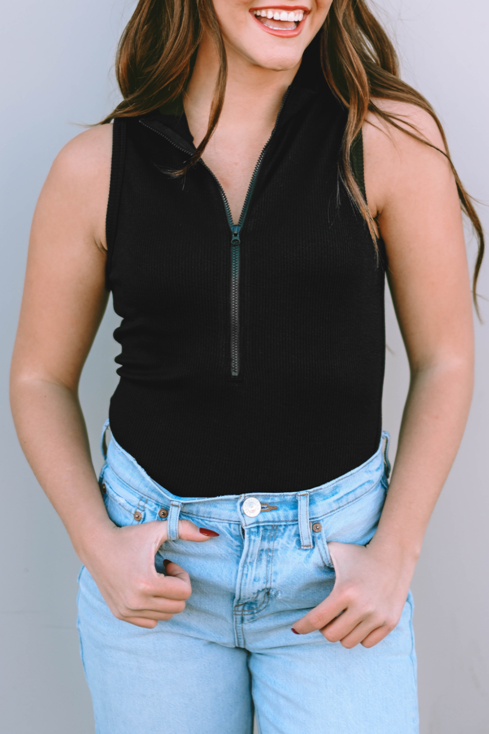 Adult Zip Front Mock Neck Bodysuit main image 1