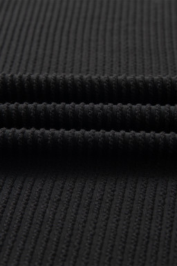 Black Corded Sleeveless Top and Pocketed Shorts Set