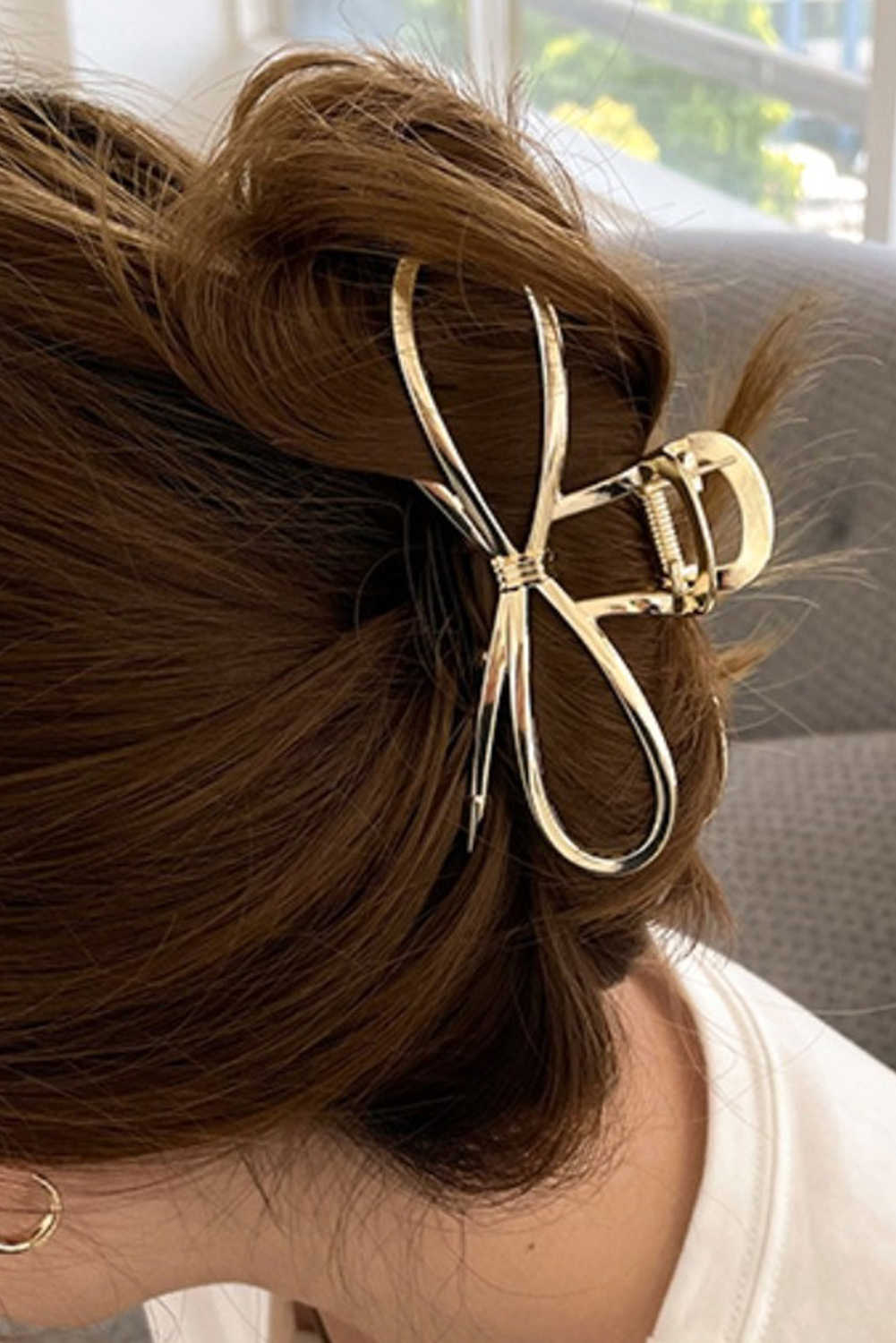Gold Casual Bowknot Shape Metal Claw Clip