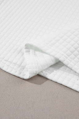 White Lattice Textured Cropped Tee and Jogger Pants Set