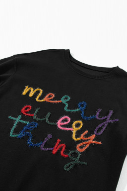 Black Every Thing Glitter Letter Christmas Sweatshirt