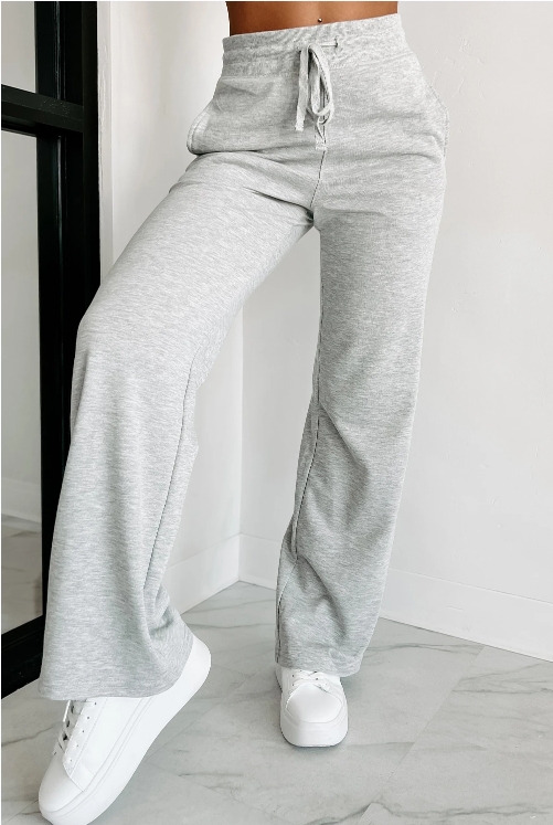 Pantalons jogger de cintura alta amb cordó de color gris clar