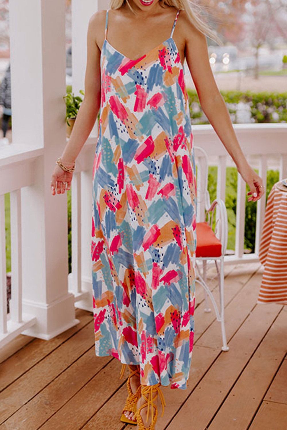Enigma Abstract Print Spaghetti Strap Maxi Dress main image 1