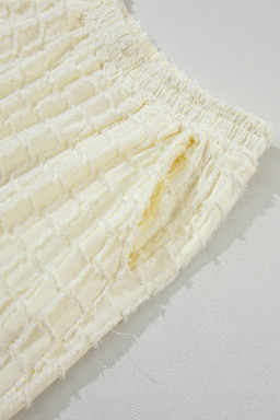 Apricot Lattice Textured Tee and Wide Leg Pants Two-Piece Set