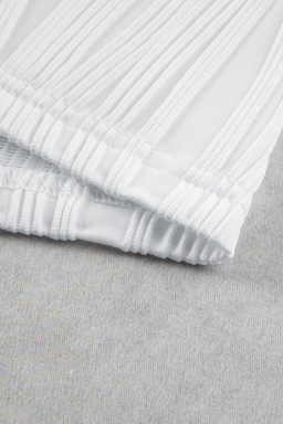 White Wavy Textured Cap Sleeve Top