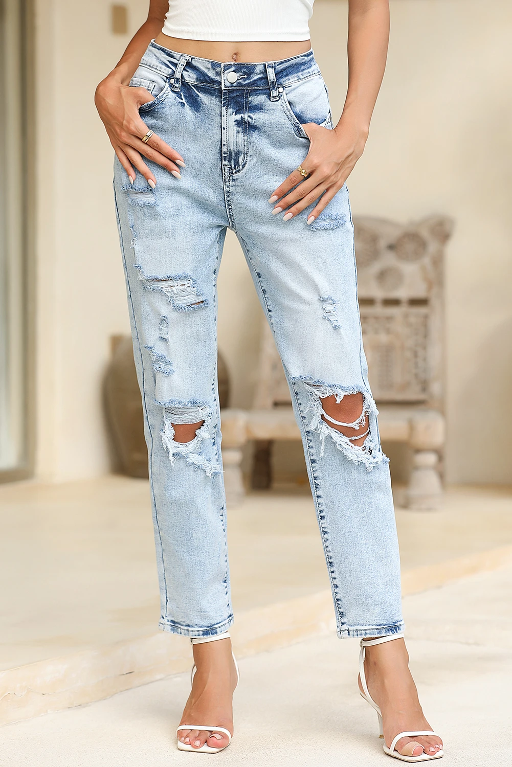 Riani Slim Leg Smart Cotton Jean Sky Blue main image 0