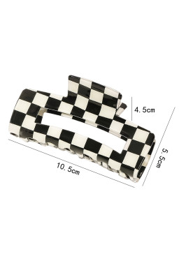 Black Checkered Print Hollow Out Hair Claw